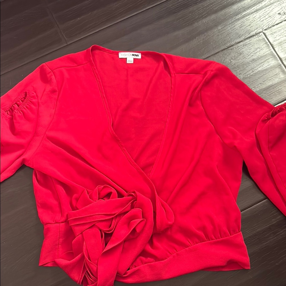 Fashion Nova Vibrant Red Wrap Top